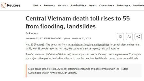 Truyền thông quốc tế: Chính phủ Việt Nam đẩy nhanh nỗ lực ứng phó quyết liệt với lũ lụt