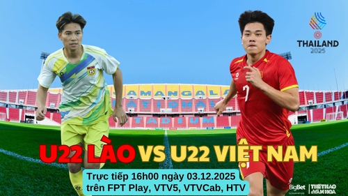 Nhận định, soi tỷ lệ U22 Lào vs U22 Việt Nam 16h hôm nay ngày 3/12, bảng B SEA Games 2025 