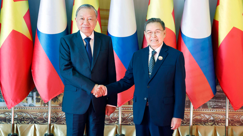 Tổng Bí thư Tô Lâm hội kiến Chủ tịch Quốc hội Lào