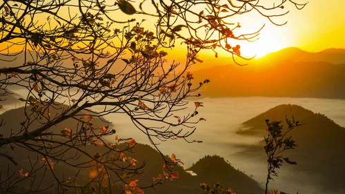 Bình minh giữa biển mây trên đèo Keo Lôm, Điện Biên