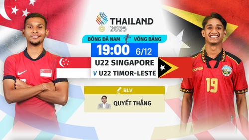 Link xem trực tiếp bóng đá U22 Singapore vs U22 Timor Leste 19h00 hôm nay, xem SEA Games 2025