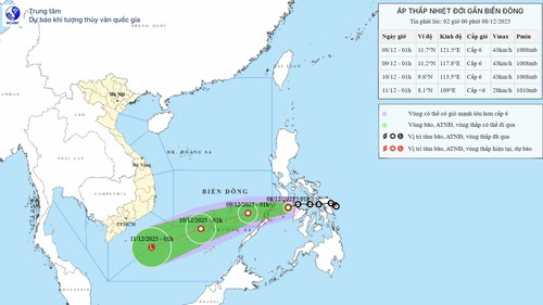Áp thấp nhiệt đới hướng về Đông Nam khu vực giữa biển Đông