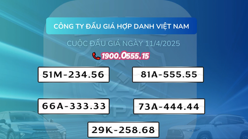 THÔNG BÁO TỔ CHỨC ĐẤU GIÁ BIỂN SỐ XE Ô TÔ – NGÀY 11/04/2025