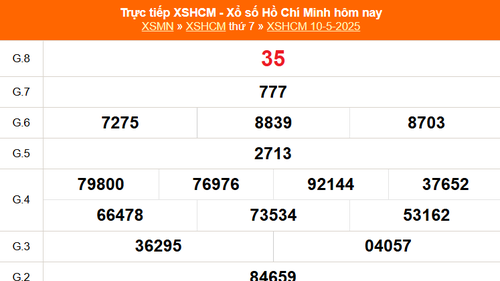 XSHCM 10/5 - XSTP thứ Bảy - Kết quả xổ số Hồ Chí Minh hôm nay ngày 10/5/2025
