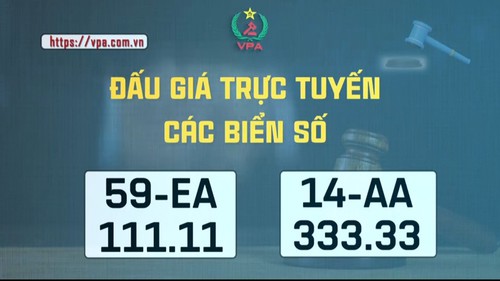 Đấu giá trực tuyến các biển số 59EA – 111.11 và 14AA – 333.33 trong ngày 16/5/2025