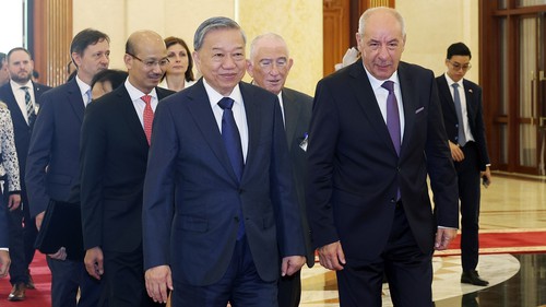 Hình ảnh Tổng Bí thư Tô Lâm tiếp Tổng thống Hungary