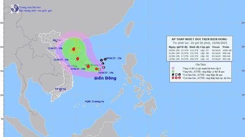 Áp thấp nhiệt đới liên tục đổi hướng gây gió mạnh cấp 7, giật cấp 9