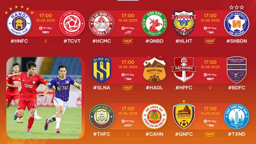 Lịch thi đấu bóng đá hôm nay 15/6: Sôi động V-League vòng áp chót