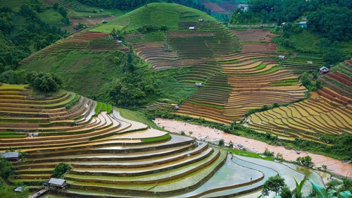 Lung linh ruộng bậc thang mùa nước đổ ở Mù Cang Chải