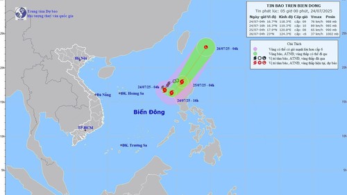 Dự báo thời tiết ngày 24/7: Bão số 4 di chuyển theo hướng Nam Đông Nam