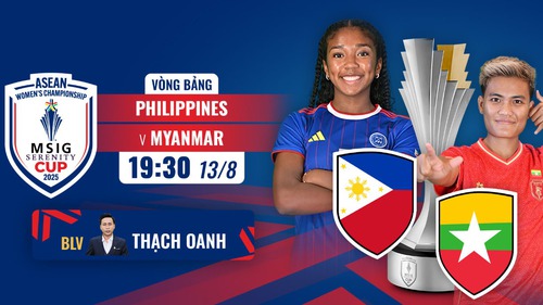 Lịch thi đấu bóng đá hôm nay 13/8: Trực tiếp nữ Philippines vs nữ Myanmar