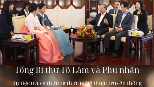 Tổng Bí thư Tô Lâm và Phu nhân dự tiệc trà và thưởng thức nghệ thuật truyền thống