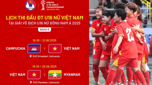 Lịch thi đấu bóng đá U16 nữ Đông Nam Á 2025