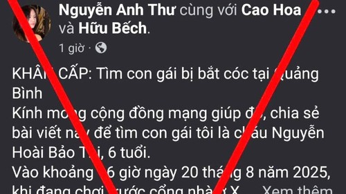 Bác bỏ thông tin bắt cóc trẻ em lan truyền trên mạng xã hội