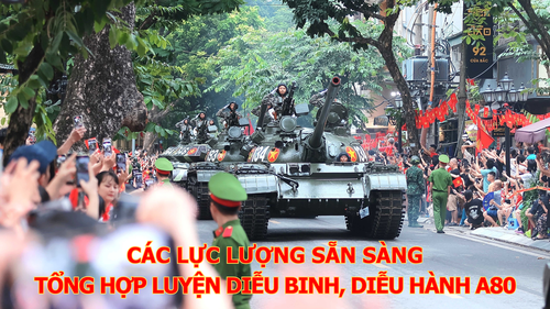 Các lực lượng sẵn sàng cho tổng hợp luyện diễu binh, diễu hành A80