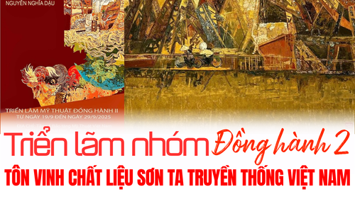Triển lãm nhóm "Đồng hành 2": Tôn vinh chất liệu Sơn ta truyền thống Việt Nam
