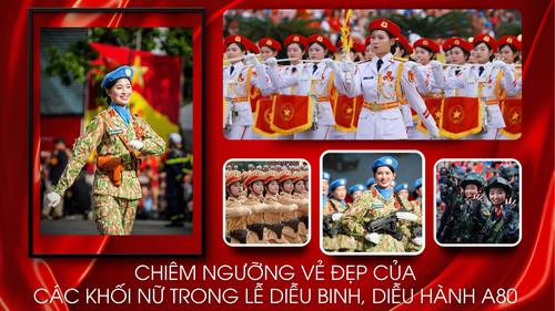 Chiêm ngưỡng vẻ đẹp của các Khối nữ chiến sĩ trong Lễ diễu binh, diễu hành A80