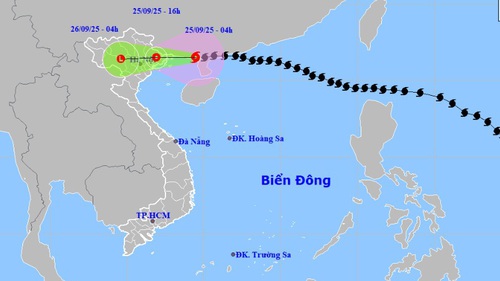 Bão số 9 cách Móng Cái khoảng 300km về phía Đông  sức gió giật cấp 15
