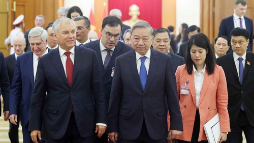 Tổng Bí thư Tô Lâm tiếp Chủ tịch Duma Quốc gia Nga