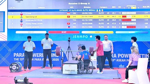 Lực sĩ Lê Văn Công giành huy chương vàng ASEAN Para Games 13