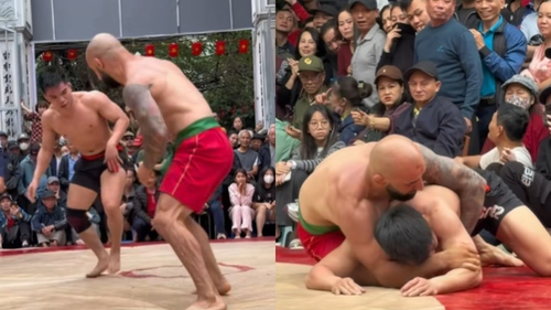 Võ sĩ Nga áp đảo nhưng bất ngờ thua ở chung kết sới vật Việt Nam vì chấn thương