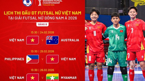 Lịch thi đấu ĐT futsal nữ Việt Nam tại giải vô địch Đông Nam Á 2026