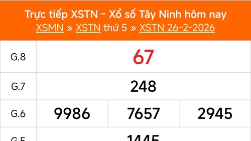 XSTN 26/2 - Kết quả xổ số Tây Ninh hôm nay 26/2/2026 - Trực tiếp XSTN ngày 26 tháng 2