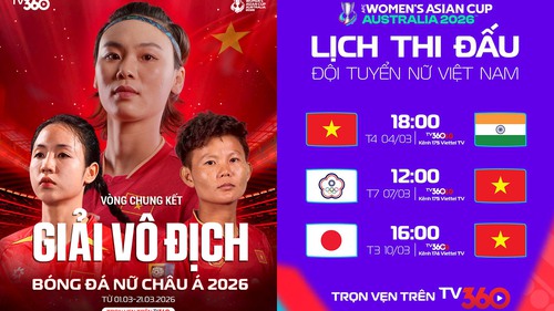 Lịch thi đấu bóng đá nữ châu Á 2026 của ĐT Việt Nam