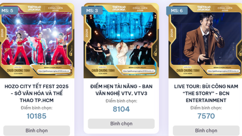 Bình chọn Cống hiến 2026: HOZO City Tết Fest vươn lên dẫn đầu, Nghệ sĩ mới tiếp tục đổi ngôi