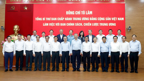 Tổng Bí thư Tô Lâm làm việc với Ban Chính sách, chiến lược Trung ương