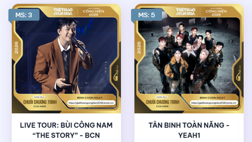 Bình chọn Giải Âm nhạc Cống hiến 2026: Nhiều hạng mục tăng tốc mạnh, xuất hiện thế bám đuổi sát nút