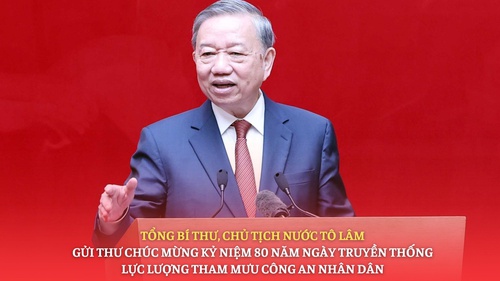 Tổng Bí thư, Chủ tịch nước Tô Lâm gửi thư chúc mừng kỷ niệm 80 năm Ngày truyền thống lực lượng tham mưu Công an nhân dân