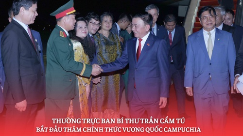 Thường trực Ban Bí thư Trần Cẩm Tú bắt đầu thăm chính thức Vương quốc Campuchia
