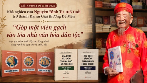 Lễ trao Giải thưởng Thiếu nhi Dế Mèn 2026 - Nhà nghiên cứu Nguyễn Đình Tư 106 tuổi trở thành Đại sứ Giải thưởng Dế Mèn: "Góp một viên gạch vào tòa nhà văn hóa dân tộc"