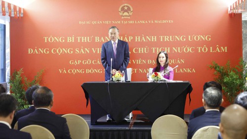 Tổng Bí thư, Chủ tịch nước gặp cộng đồng người Việt Nam tại Sri Lanka