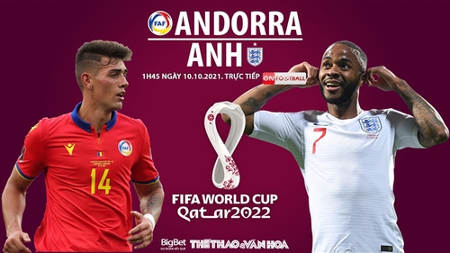 Soi kèo nhà cái Andorra vs Anh. Nhận định, dự đoán bóng đá World Cup 2022 (1h45, 10/10)