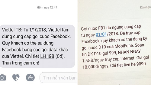 Viettel, MobiFone, VinaPhone đồng loạt ngưng gói cước lướt Facebook, YouTube
