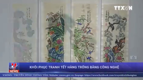 Khôi phục tranh Tết Hàng Trống bằng công nghệ