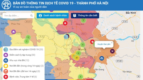 Hà Nội: Người dân có thể tự tra thông tin dịch tễ trên bản đồ Covid-19