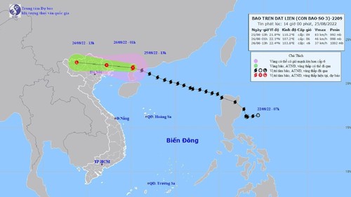 Tin bão trên đất liền: Cơn bão số 3 chiều 25/8