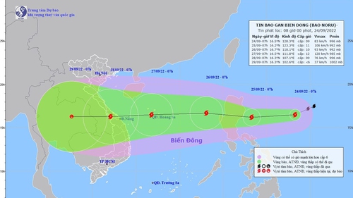 Dự báo chiều 25/9 bão số 4 đi vào Biển Đông