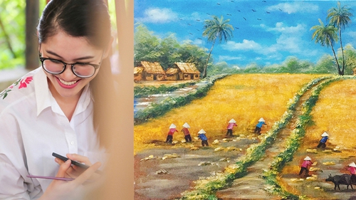 Á hậu Thuỳ Dung mang tranh của người khuyết tật đến Hoa hậu Quốc tế 2017