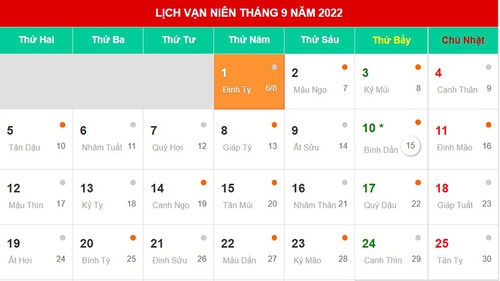 Tổng hợp ngày tốt ngày hoàng đạo tháng 9 Dương lịch năm 2022 (tháng 8 Âm lịch)