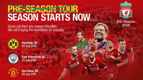 Lịch thi đấu giao hữu mùa Hè 2018 của Liverpool