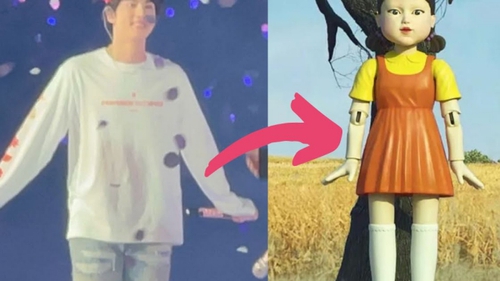 Jin BTS hóa búp bê 'Trò chơi con mực' khiến fan thích thú