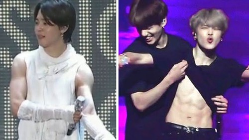 Jimin yểu điệu nhất BTS mà không ít lần thể hiện cơ bắp