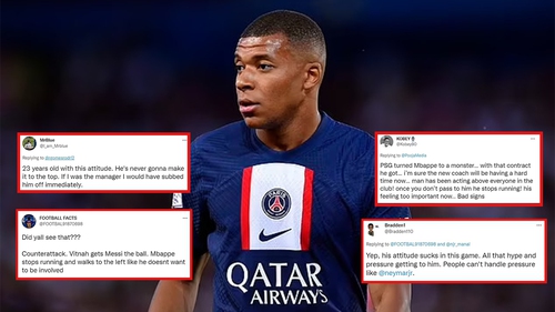 Fan dậy sóng trước thái độ thi đấu 'khó coi' của Mbappe