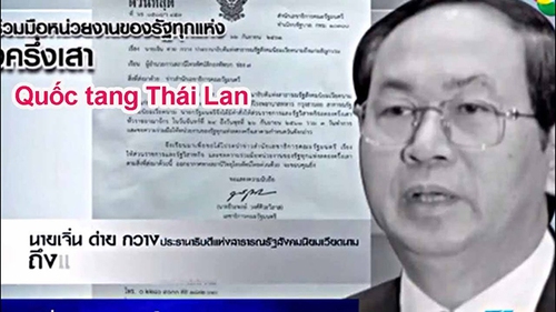 Thái Lan treo cờ rủ tưởng niệm Chủ tịch nước Trần Đại Quang