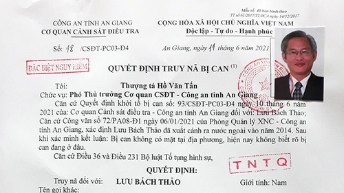 Truy nã đặc biệt nguy hiểm đối với nguyên Tổng Giám đốc Công ty Cổ phần Việt An