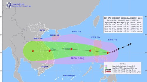 Bão Noru di chuyển nhanh, chiều 25/9 đi vào Biển Đông